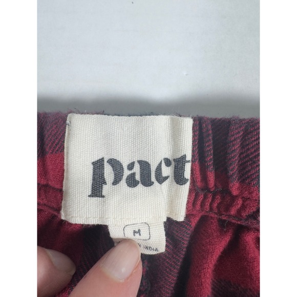 Pact Women's Flannel Pajama Pants Red Black Buffalo Plaid Cotton Lounge Sleep M - Picture 9 of 9
